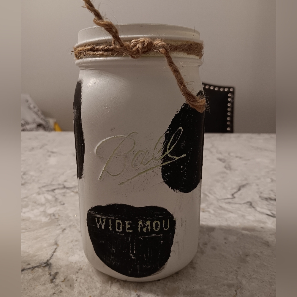 12 Decorative cow print Mason jars